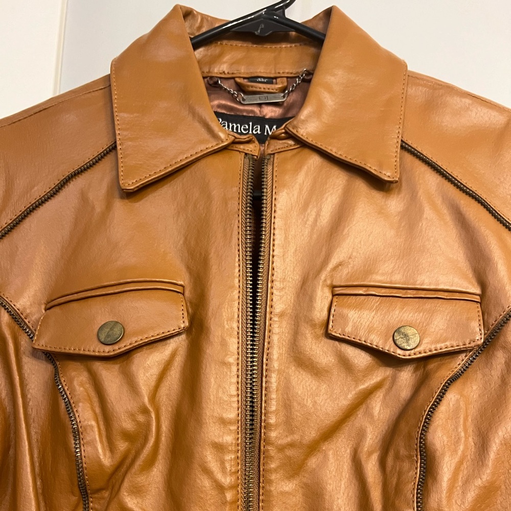 NWOT Pamela McCoy Genuine Leather Moto Jacket Size XS